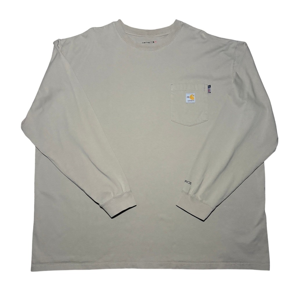 Carhartt FR Force Workwear Mens 3XL Khaki Long Sleeve Pocket Flame Resistant